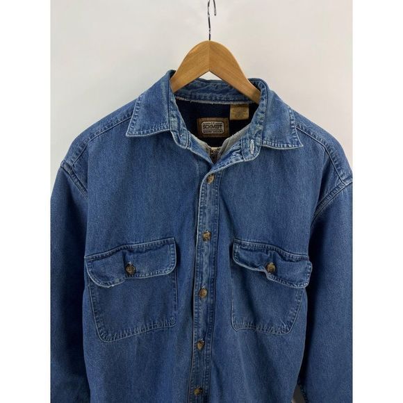 Schmidt Work Wear Sz M Jean Jacket Lined Button Up Zip - Picture 3 of 12